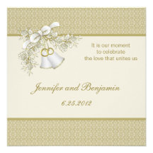 White and Gold Wedding Invitation