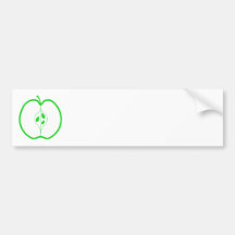 White and Green Apple Half. Bumper Stickers