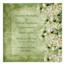 White and Green Carnations Save The Date Personalized Invitations