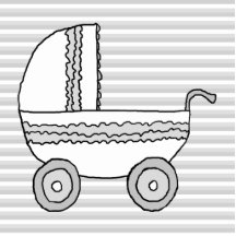 White and Grey Baby Pram. Photo Sculptures