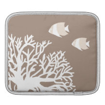 White and Ivory Beige Tropical Angelfish iPad Sleeve
