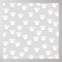 White and Light Grey Paw Print Pattern.