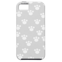 White and Light Grey Paw Print Pattern.