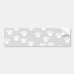 White and Light Grey Paw Print Pattern. Bumper Sticker