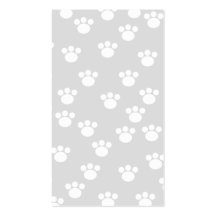 White and Light Grey Paw Print Pattern. Business Card Template