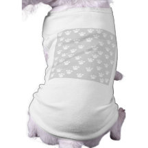White and Light Grey Paw Print Pattern. Doggie Tee