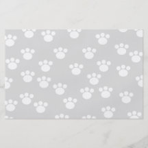White and Light Grey Paw Print Pattern. Flyer Design