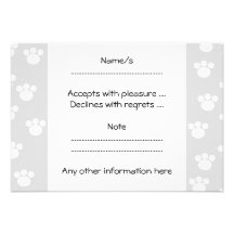 White and Light Grey Paw Print Pattern. Announcement