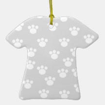 White and Light Grey Paw Print Pattern. Ornaments