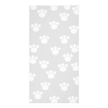 White and Light Grey Paw Print Pattern. Picture Card