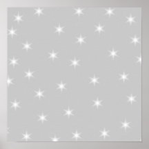 White and Light Grey Star Pattern. Poster