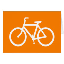White and Orange Bike Greeting Cards