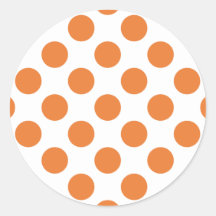 White and Orange Polka Dots Round Stickers
