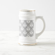 White and Pale Grey Damask Pattern. Coffee Mug