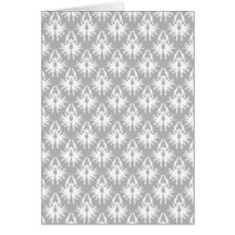 White and Pale Grey Damask Pattern. Greeting Card