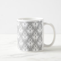 White and Pale Grey Damask Pattern. Mug