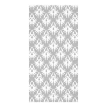 White and Pale Grey Damask Pattern. Personalised Photo Card
