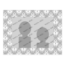 White and Pale Grey Damask Pattern. Post Card