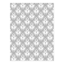 White and Pale Grey Damask Pattern. Postcards