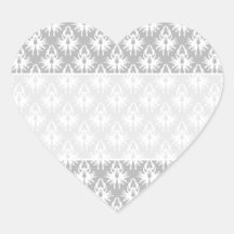 White and Pale Grey Damask Pattern. Sticker