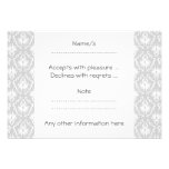White and Pastel Grey Damask Design. Personalized Invitation