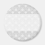 White and Pastel Grey Damask Design. Magnets