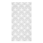 White and Pastel Grey Damask Design. Photo Greeting Card