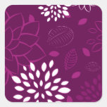 White and Purple Floral Square Sticker