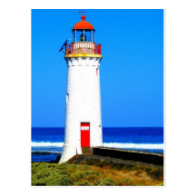 White and red lighthouse post cards