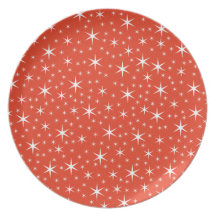 White and Red Star Pattern. Party Plates