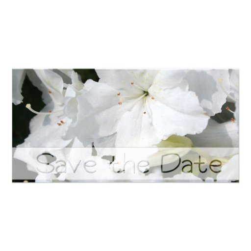 White Azalea - Save the date - Personalized Photo Card