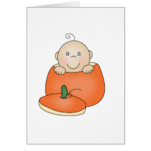 White Baby in Pumpkin Card