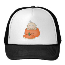 White Baby in Pumpkin Hats