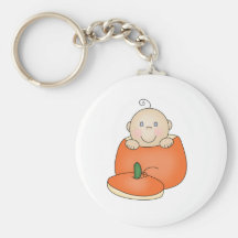 White Baby in Pumpkin Key Chains