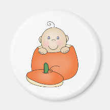White Baby in Pumpkin Refrigerator Magnet