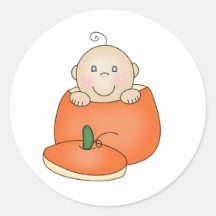 White Baby in Pumpkin Stickers