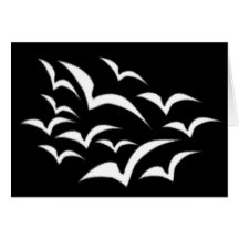White Bat Cloud Halloween Card