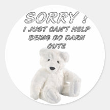 White bear round stickers
