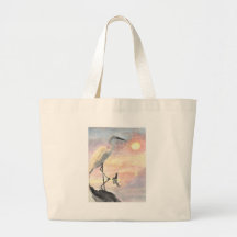 White Bird at beach sunset Tote Bag