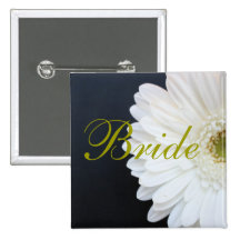 White, Black, and Gold Gerber Daisy Bride Pin