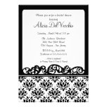 White & Black Damask Bridal Shower Invitation