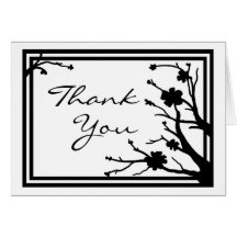 White black flower theme custom thank you card