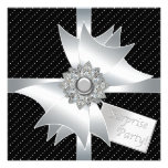 White Black Surprise Birthday Party Personalised Invitation