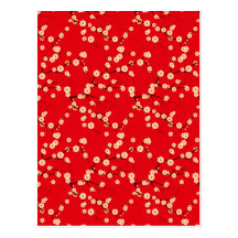 White Blossoms on Red Post Card