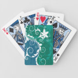 White Blue and Green Floral Grunge Card Decks
