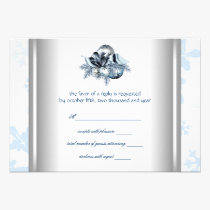 White Blue Snowflake Blue Winter Wedding RSVP invitations