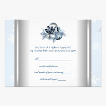 White Blue Snowflake Blue Winter Wedding RSVP invitations