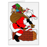 White bull terrier santa greeting card