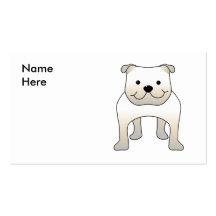 White Bulldog. Cute Dog Cartoon. Business Card Templates