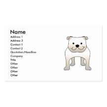 White Bulldog. Cute Dog Cartoon. Business Card Templates